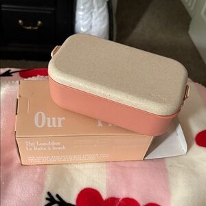 Our Place Tan and Pink Lunchbox